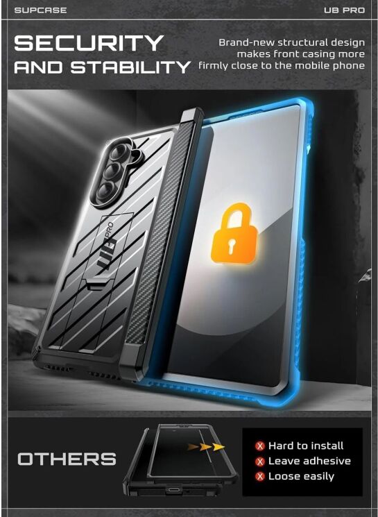 Захисний чохол Supcase Unicorn Beetle Kickstand Case with Screen Protector для Samsung Galaxy Fold 7 (843439159020) - Black: фото 11 з 12