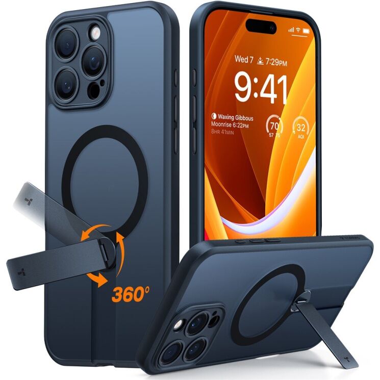 Защитный чехол TORRAS Pstand Spin для iPhone 16 Pro - Black: фото 1 из 6