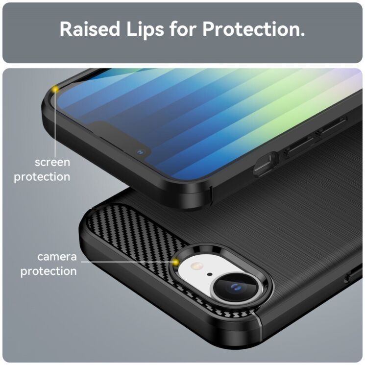 Защитный чехол UniCase Carbon для Apple iPhone 16e - Black: фото 6 из 8
