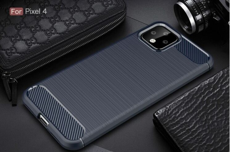 Силиконовый (TPU) чехол UniCase Carbon для Google Pixel 4 - Blue: фото 2 из 11