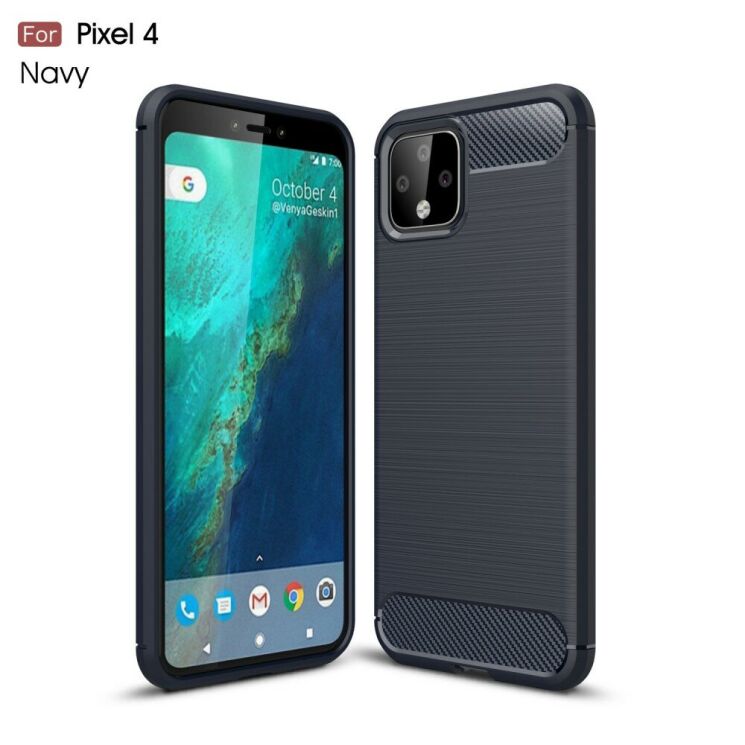 Силиконовый (TPU) чехол UniCase Carbon для Google Pixel 4 - Blue: фото 1 из 11