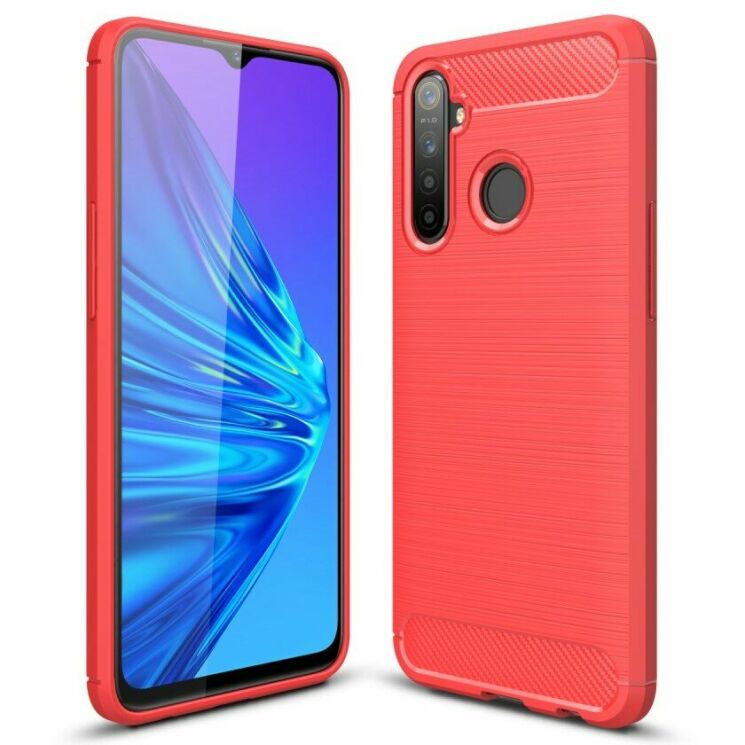 Захисний чохол UniCase Carbon для Realme 5 - Red: фото 1 з 10