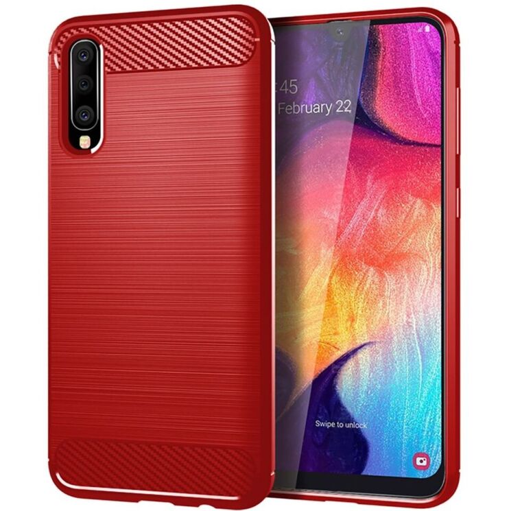 Защитный чехол UniCase Carbon для Samsung Galaxy A50 (A505) / A30s (A307) / A50s - Red: фото 1 из 7