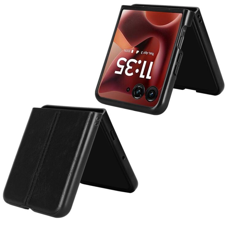 Защитный чехол UniCase Leather Series (FF) для Motorola Razr 60 Ultra / Razr 70 Ultra - Black: фото 5 из 7