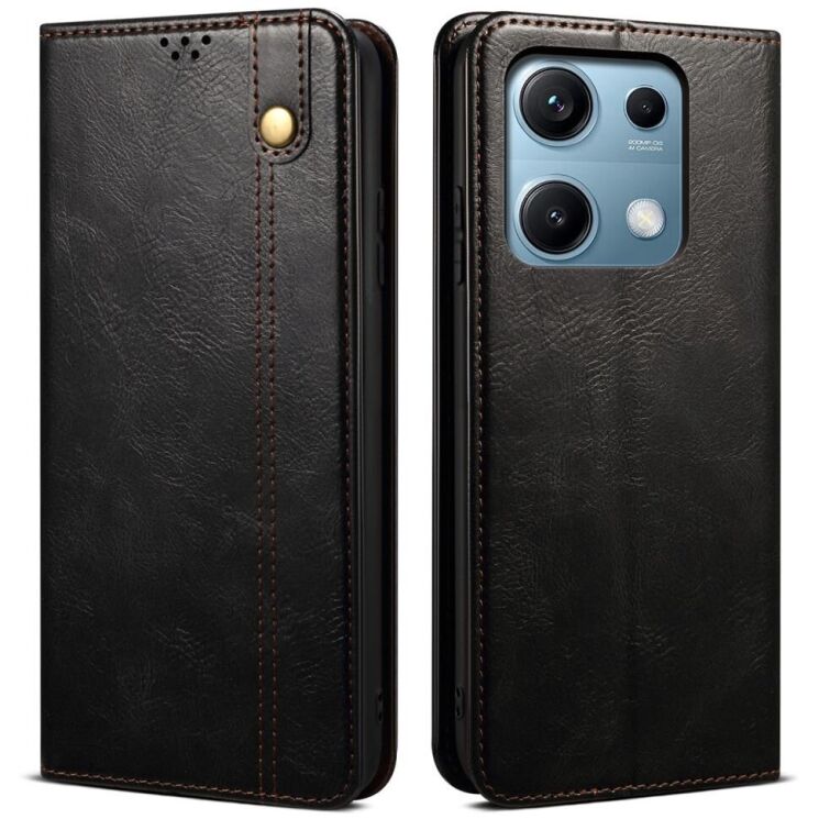 Защитный чехол UniCase Leather Wallet для Xiaomi Redmi Note 14S - Black: фото 1 из 7
