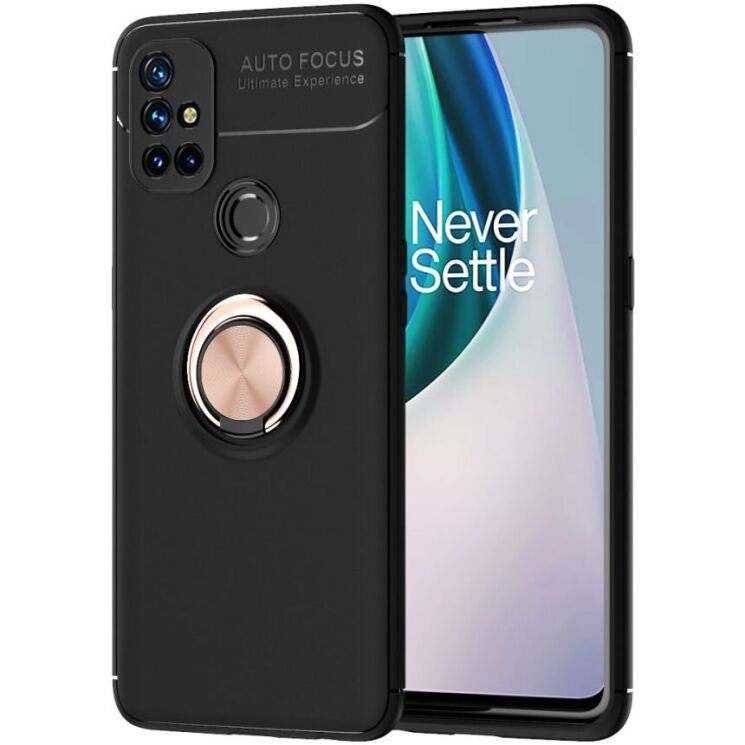 Чохол з магнітним кільцем UniCase Magnetic Ring для OnePlus Nord N10 - Black / Gold: фото 1 з 10
