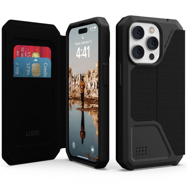 Защитный чехол URBAN ARMOR GEAR (UAG) Metropolis для Apple iPhone 14 Pro - Kevlar Black: фото 1 из 10