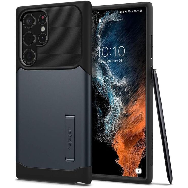 Защитный чехол Spigen (SGP) Slim Armor для Samsung Galaxy S22 Ultra (S908) - Metal Slate: фото 1 из 7