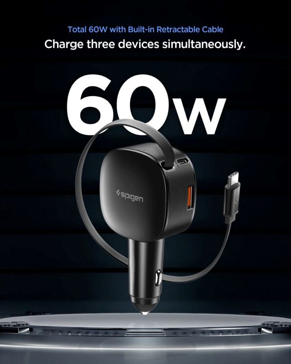 Автомобильное зарядное устройство Spigen Car Charger EV603BT (60W) ACP10515 - Black: фото 6 из 12