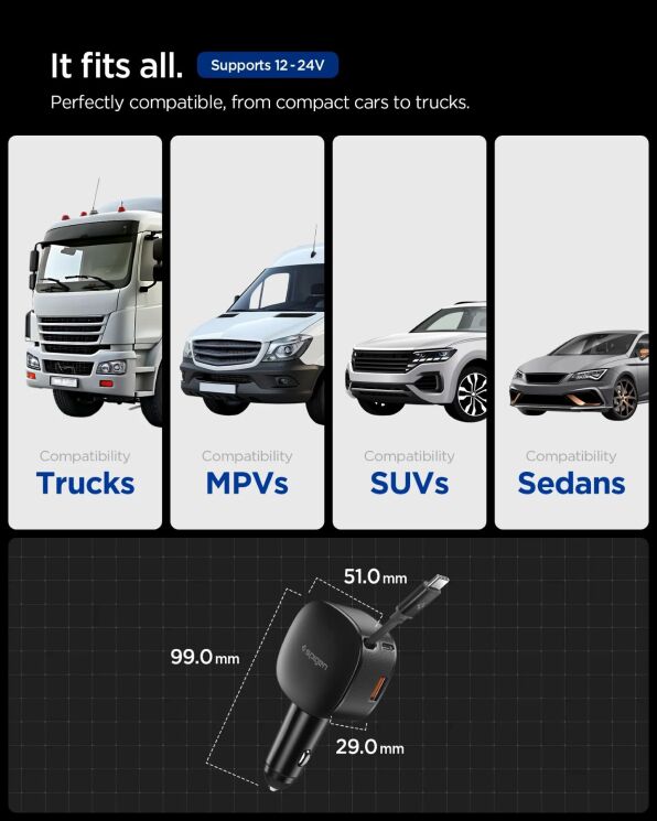 Автомобильное зарядное устройство Spigen Car Charger EV603BT (60W) ACP10515 - Black: фото 10 из 12