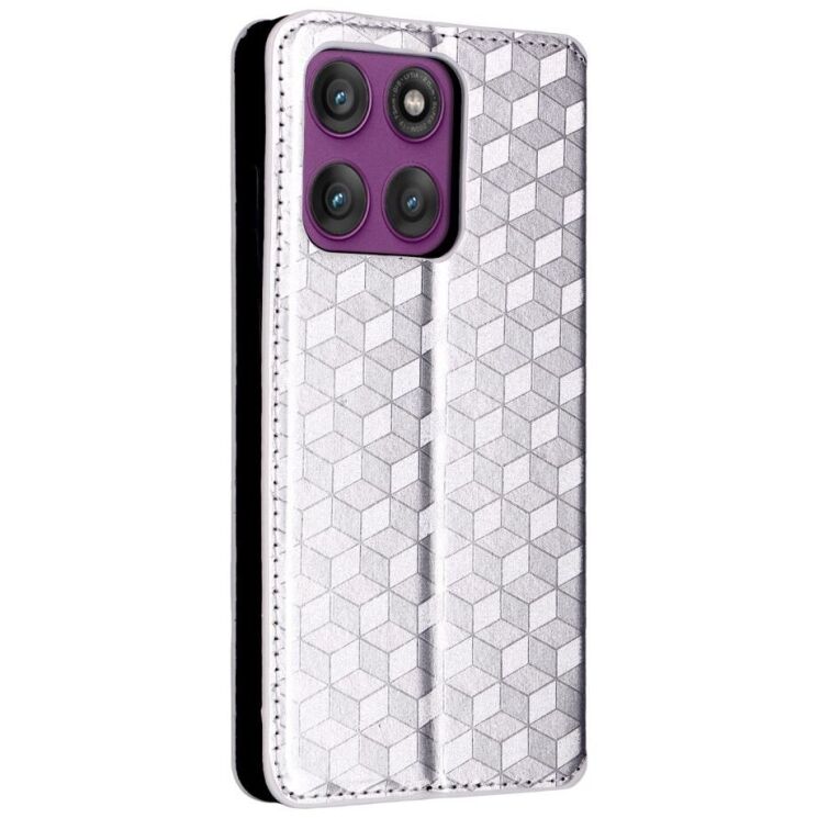 Чехол Deexe Rhombus Book для Motorola Edge 60 Pro - Silver: фото 7 из 9
