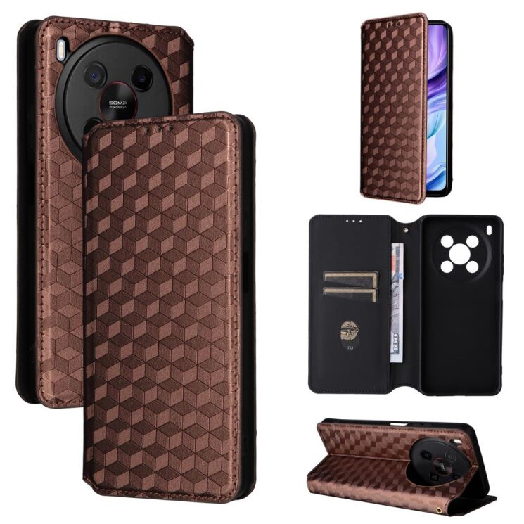 Чехол Deexe Rhombus Book для ZTE Nubia V70 Max - Brown: фото 8 из 10