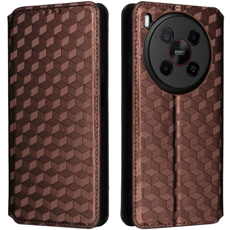 Чехол Deexe Rhombus Book для ZTE Nubia V70 Max - Brown: фото 1 из 10