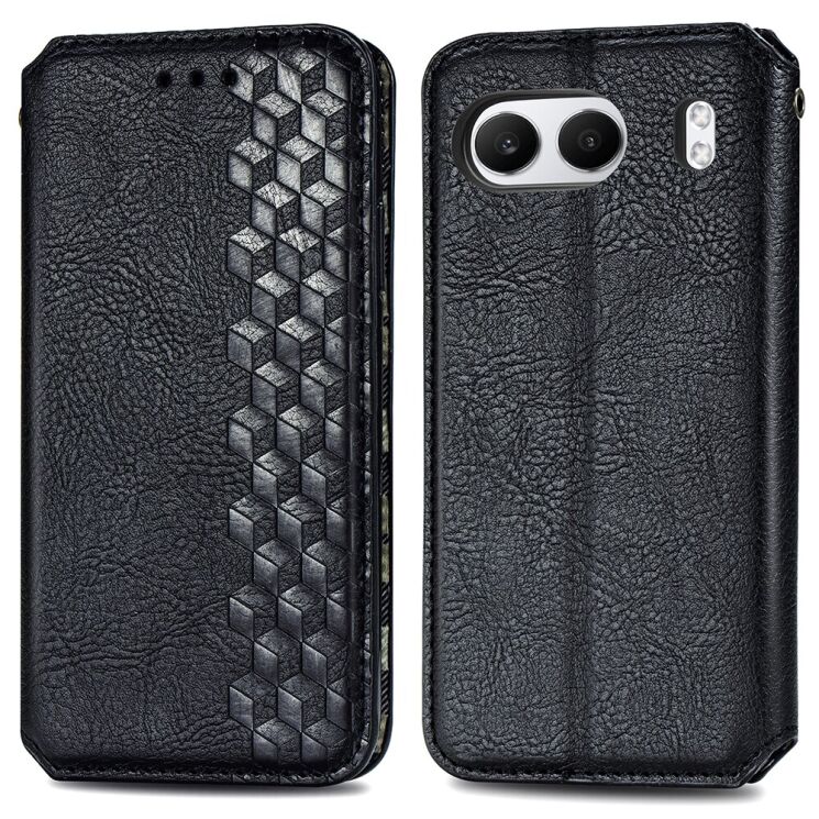 Чехол Deexe Rhombus Wallet для OnePlus Nord 4 - Black: фото 1 из 6