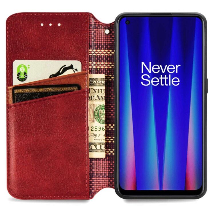 Чехол Deexe Rhombus Wallet для OnePlus Nord CE 2 - Red: фото 2 из 8