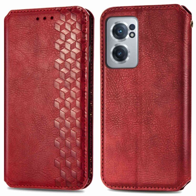 Чехол Deexe Rhombus Wallet для OnePlus Nord CE 2 - Red: фото 1 из 8