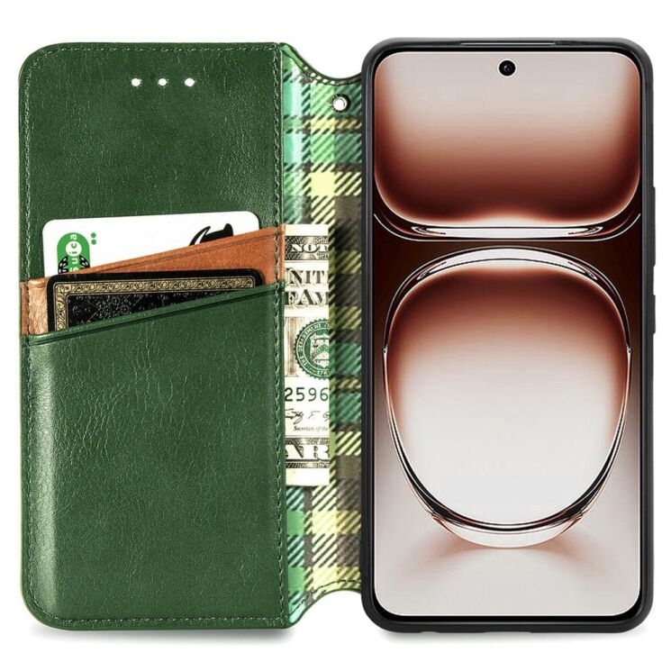 Чехол Deexe Rhombus Wallet для OPPO A3x / A3 / A40m - Green: фото 2 из 9
