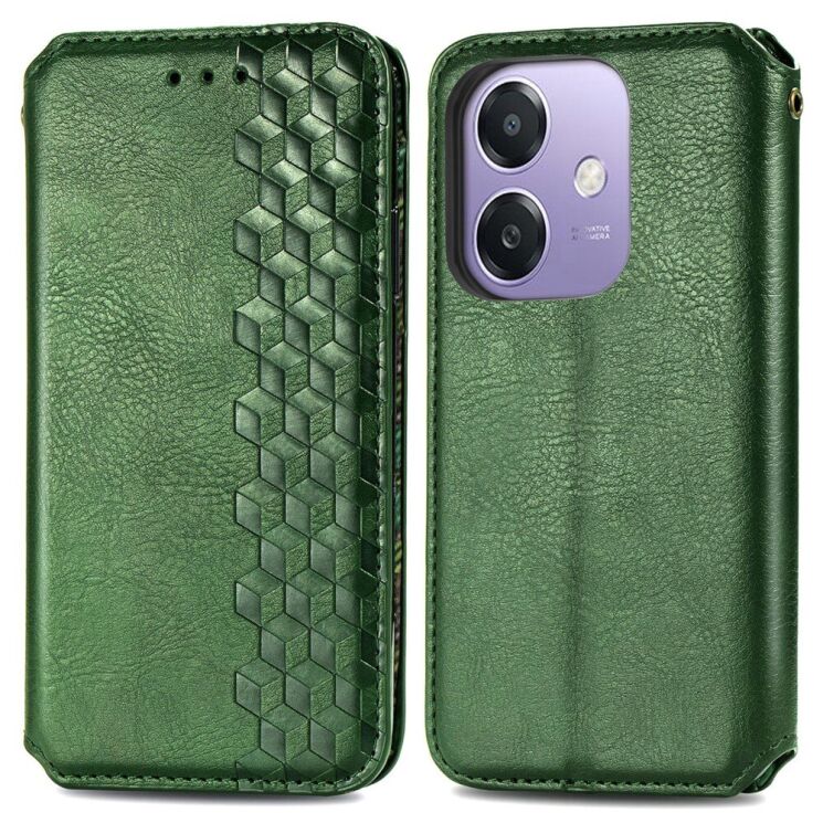 Чехол Deexe Rhombus Wallet для OPPO A3x / A3 / A40m - Green: фото 1 из 9