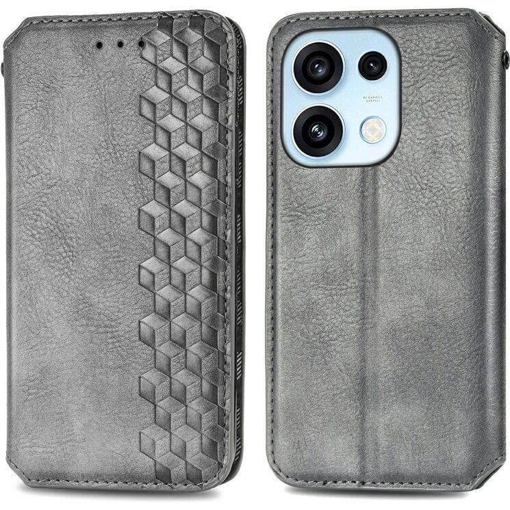 Чохол Deexe Rhombus Wallet для OPPO Reno 16 / 16 Pro - Grey (413215H) Чохол Deexe Rhombus Wallet для OPPO Reno 16 / 16 Pro - Grey: фото 1 з 12