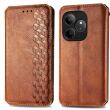 Чехол Deexe Rhombus Wallet для Realme GT 6 - Brown (357810Z)