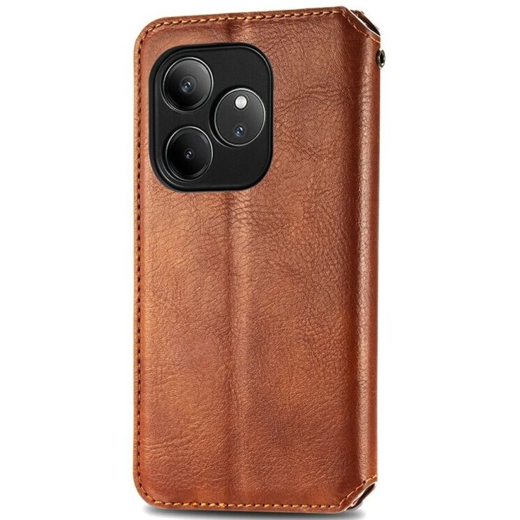 Чехол Deexe Rhombus Wallet для Realme GT 6 - Brown: фото 5 из 7