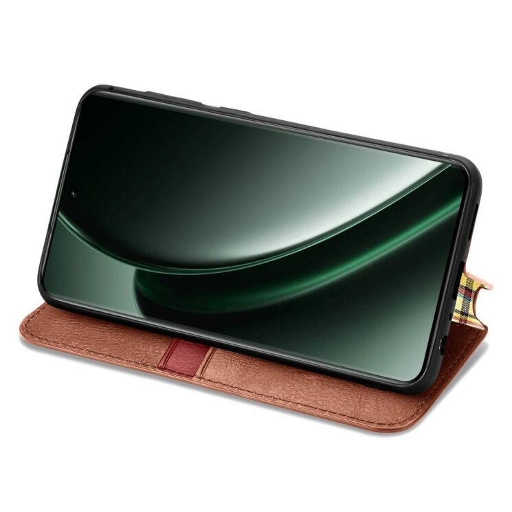 Чехол Deexe Rhombus Wallet для Realme GT 6 - Brown: фото 3 из 7