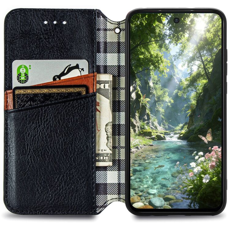 Чохол Deexe Rhombus Wallet для Xiaomi Poco X8 Pro - Black: фото 2 з 10