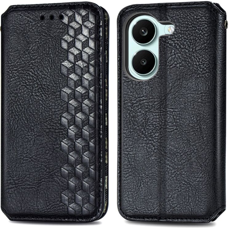 Чохол Deexe Rhombus Wallet для Xiaomi Poco X8 Pro - Black: фото 1 з 10