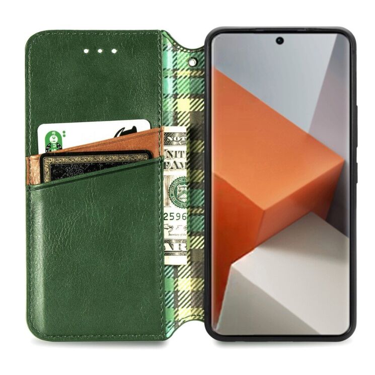 Чехол Deexe Rhombus Wallet для Xiaomi Redmi Note 13 Pro+ - Green: фото 2 из 6