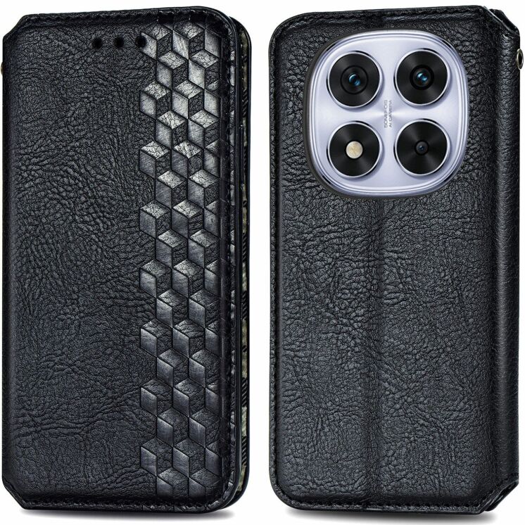 Чехол Deexe Rhombus Wallet для Xiaomi Redmi Note 15 Pro Plus / Poco M8 Pro 5G - Black: фото 1 из 6