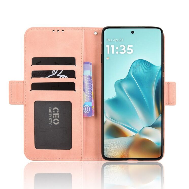 Чехол Deexe Wallet Stand для Motorola Edge 60 / Edge 60 Fusion - Pink: фото 5 из 13