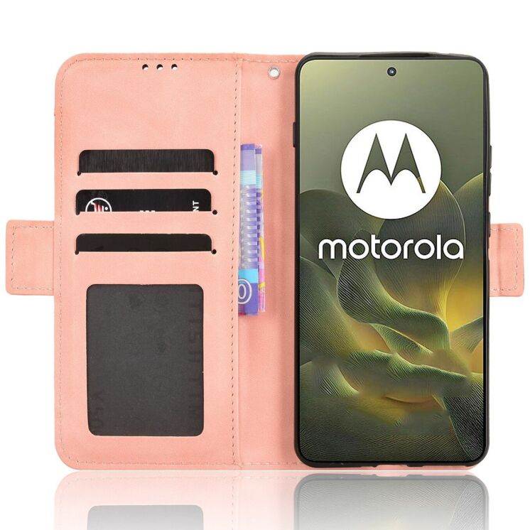 Чохол-книжка з кишеньками Deexe Wallet Stand для Motorola Edge 70 - Pink: фото 5 з 15