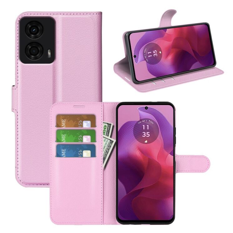 Чехол-книжка Deexe Book Type для Motorola Moto G24 / G04 / G04s / E14 - Pink: фото 6 из 8