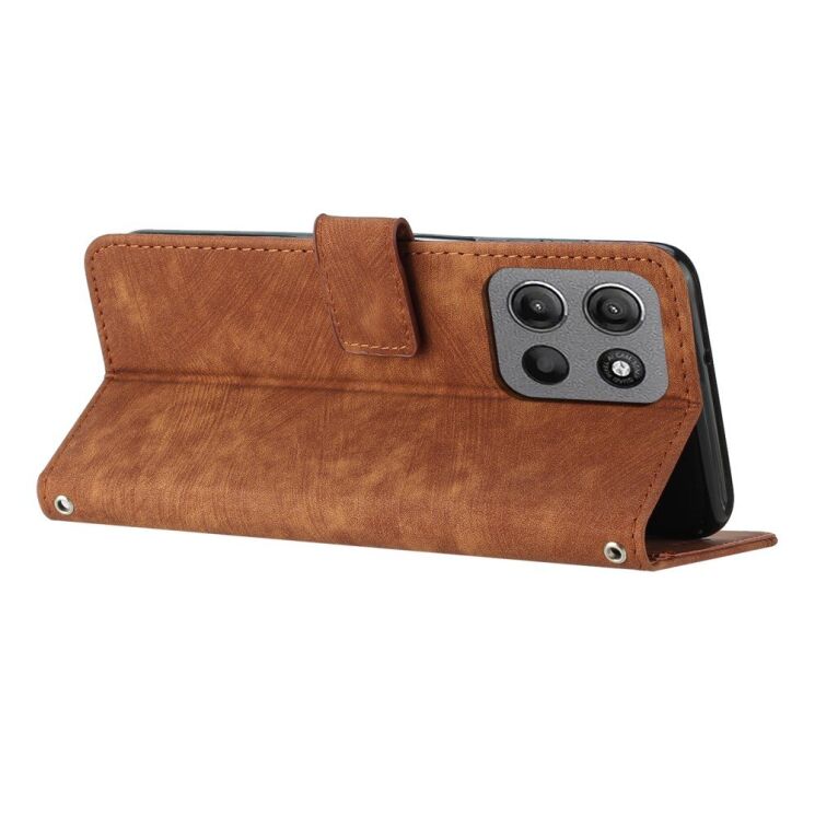 Чехол-книжка Deexe Lines Series для Motorola Moto G15 - Brown: фото 3 из 11