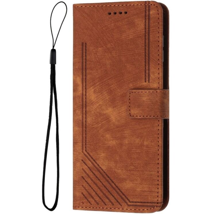 Чехол-книжка Deexe Lines Series для Motorola Moto G15 - Brown: фото 4 из 11