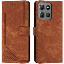 Чехол-книжка Deexe Lines Series для Motorola Moto G15 - Brown: фото 1 из 11