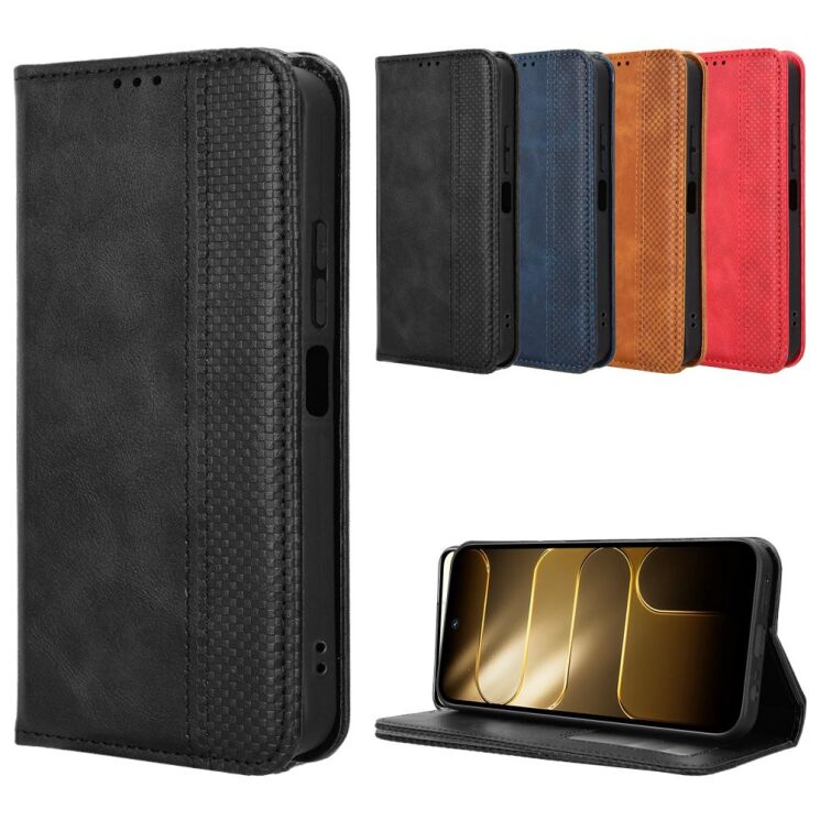 Чехол-книжка Deexe Retro Style для TECNO Spark 50 - Black: фото 9 из 19