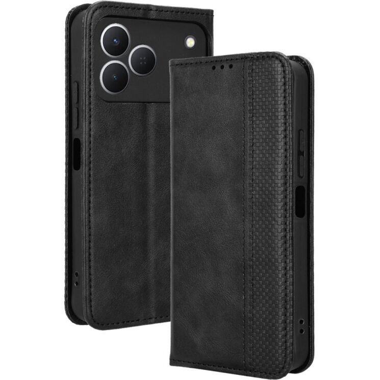 Чехол-книжка Deexe Retro Style для TECNO Spark 50 - Black: фото 1 из 19