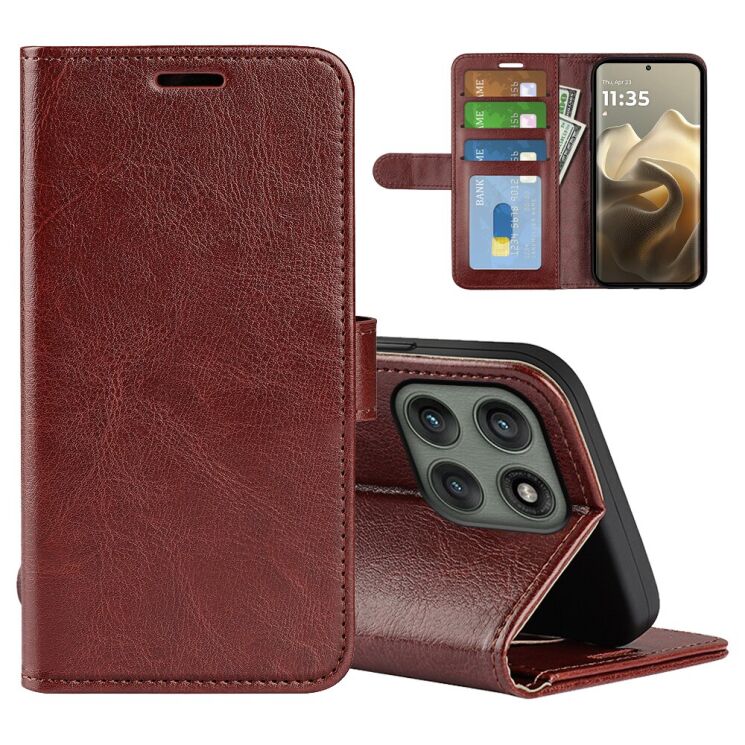 Чохол-книжка Deexe Wallet Style для Motorola Edge 60 Pro - Brown: фото 2 з 9