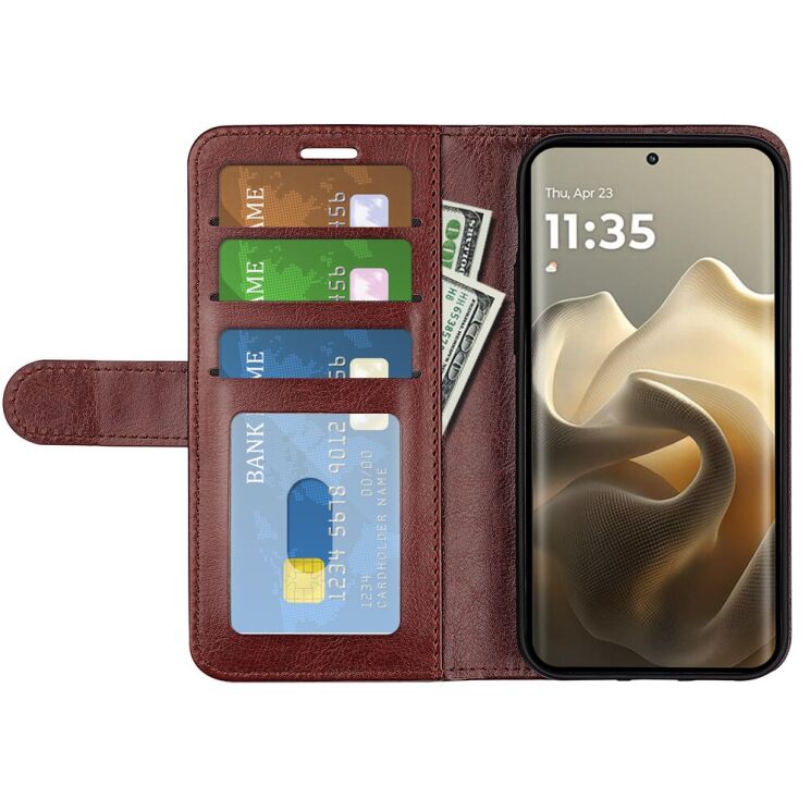Чохол-книжка Deexe Wallet Style для Motorola Edge 60 Pro - Brown: фото 3 з 9