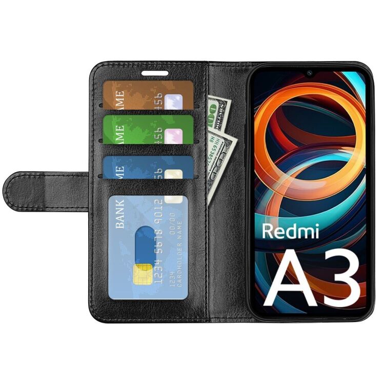 Чехол-книжка Deexe Wallet Style для Xiaomi Redmi A3 - Black: фото 2 из 7