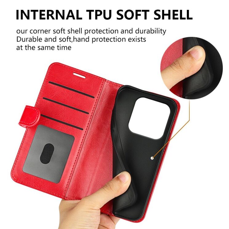 Чехол-книжка Deexe Wallet Style для Xiaomi Redmi Note 14 5G - Red: фото 8 из 9