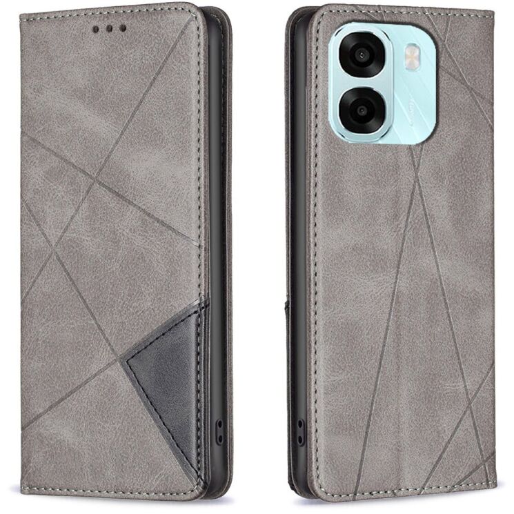 Чохол-книжка з кишеньками UniCase Geometric Pattern для OPPO A6x - Grey: фото 1 з 10
