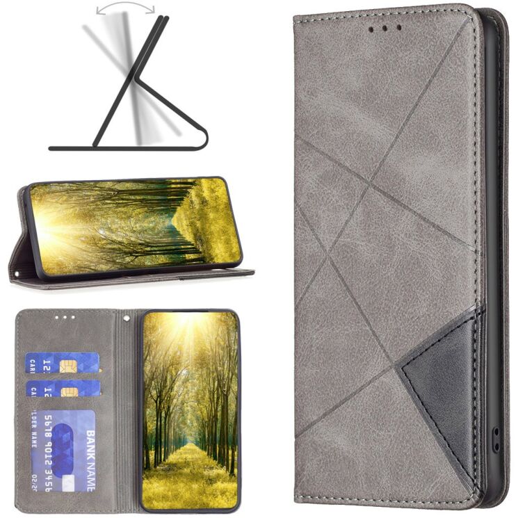 Чохол-книжка з кишеньками UniCase Geometric Pattern для OPPO A6x - Grey: фото 4 з 10