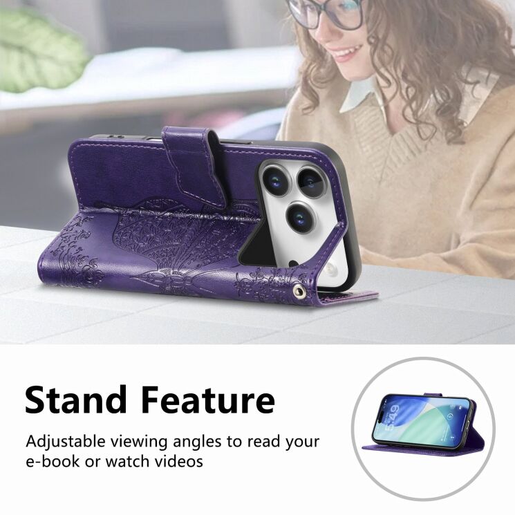 Чохол-книжка з малюнком UniCase Butterfly Pattern для iPhone 18 Pro Max / 17 Pro Max - Grey: фото 8 з 9