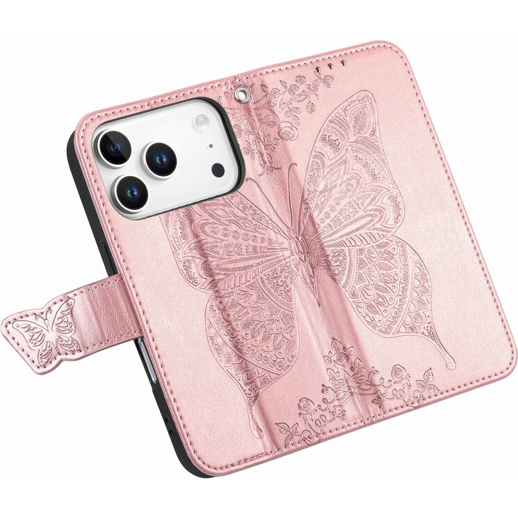 Чохол-книжка з малюнком UniCase Butterfly Pattern для iPhone 18 Pro Max / 17 Pro Max - Rose Gold: фото 4 з 9