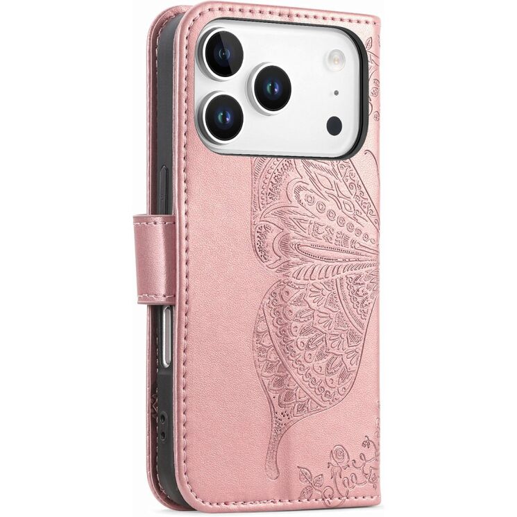 Чохол-книжка з малюнком UniCase Butterfly Pattern для iPhone 18 Pro Max / 17 Pro Max - Rose Gold: фото 6 з 9