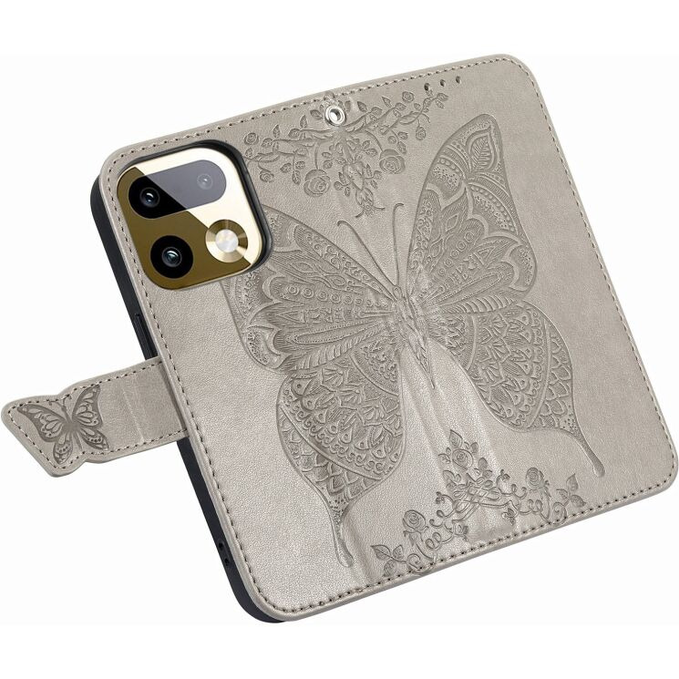 Чехол-книжка с рисунком UniCase Butterfly Pattern для Realme 16 Pro Plus - Grey: фото 2 из 9