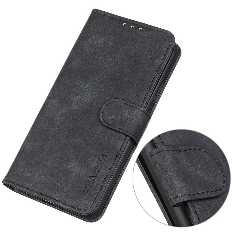 Чехол-книжка с застежкой KHAZNEH Retro Wallet для Motorola Moto G77 - Black: фото 4 из 10