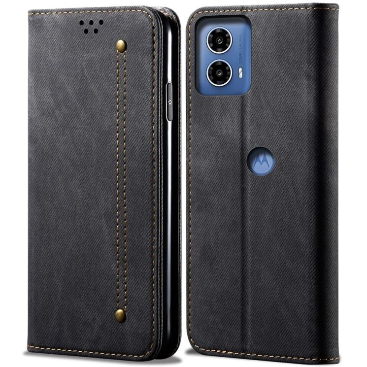 Чохол-книжка UniCase Jeans Wallet для Motorola Moto G24 / G04 / G04s / E14 - Black: фото 1 з 6